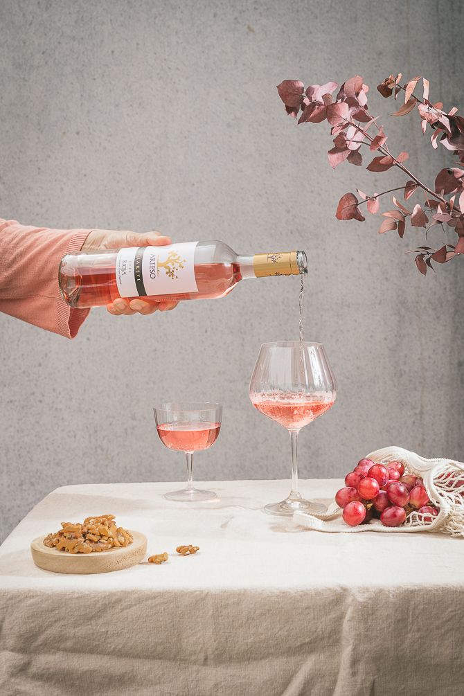 Bodegón frutas y vino