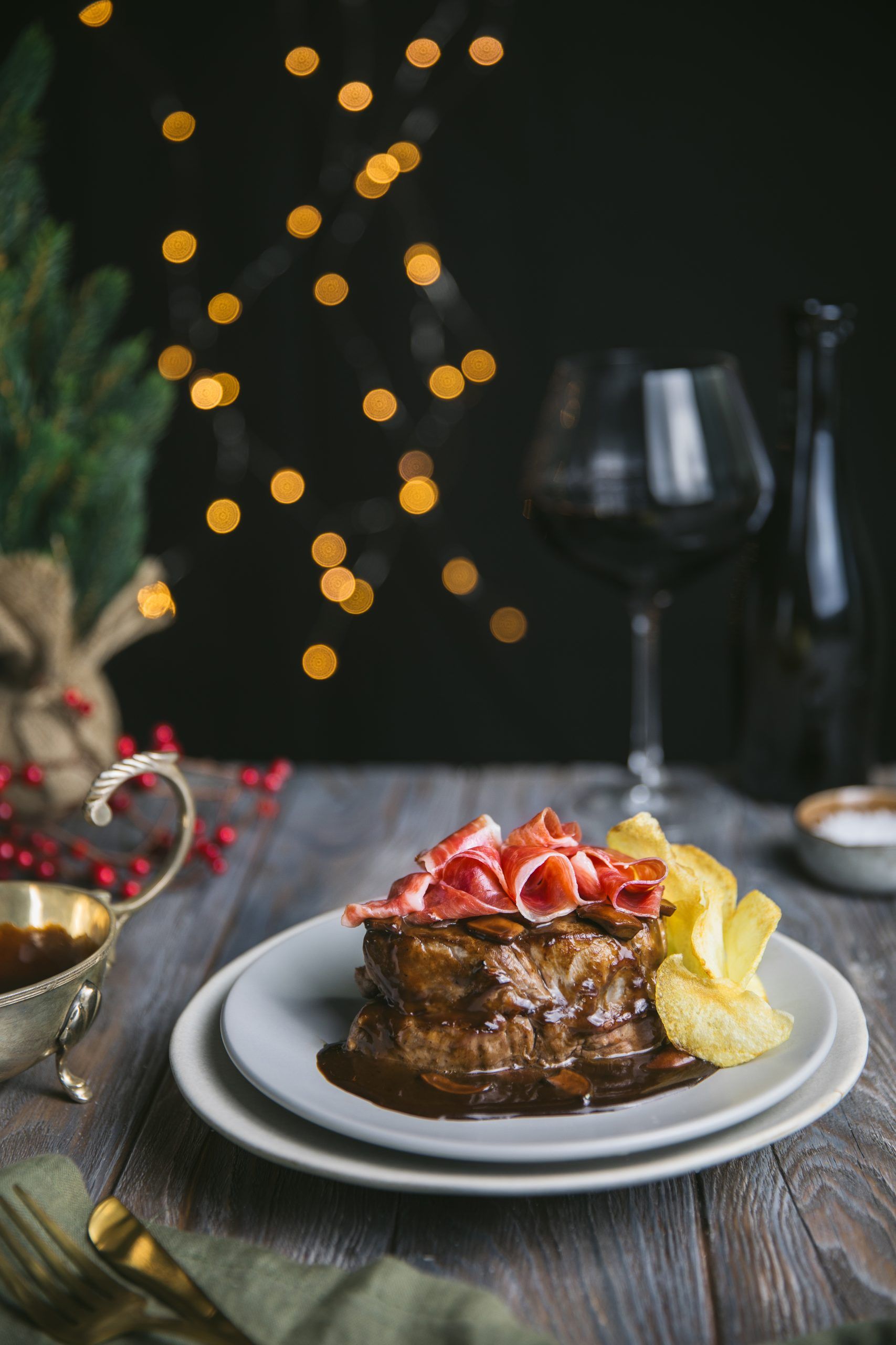 Solomillo con setas Navidad
